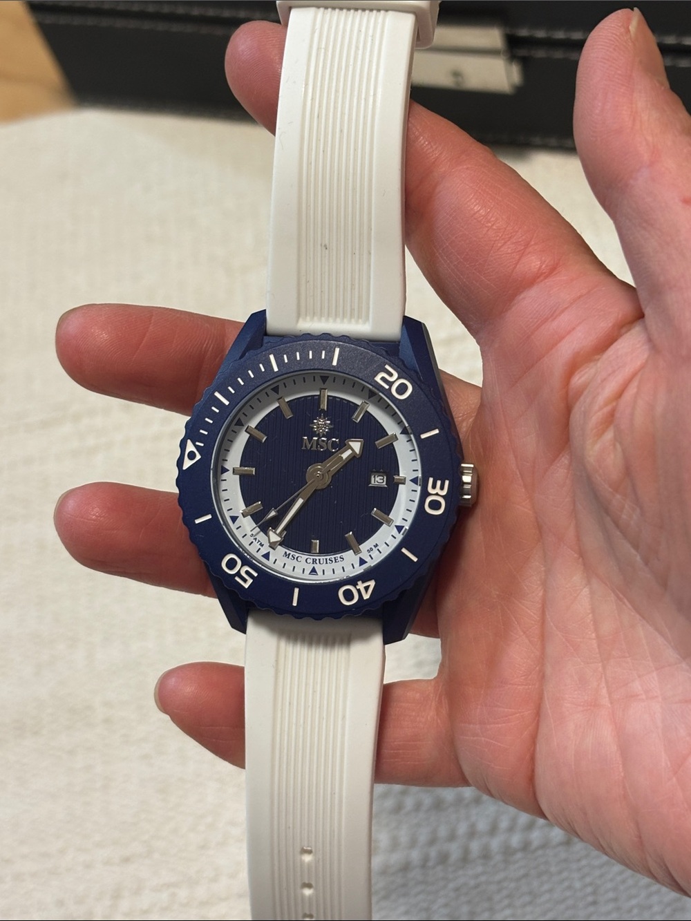 MSC Blue Dial Smartwatch with White Silicone Strap